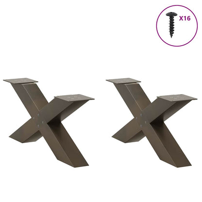 Coffee Table Legs X-Shaped 2 pcs Natural Steel 70x(30-31) cm Steel