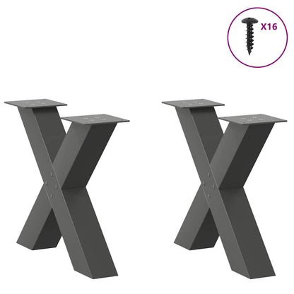 Coffee Table Legs X-Shaped 2 pcs Anthracite 60x(42-43) cm Steel
