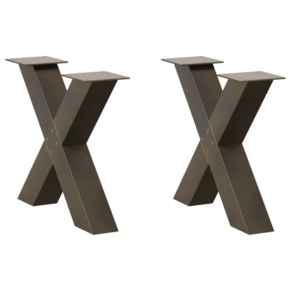 Coffee Table Legs X-Shaped 2 pcs Natural Steel 60x(42-43) cm Steel