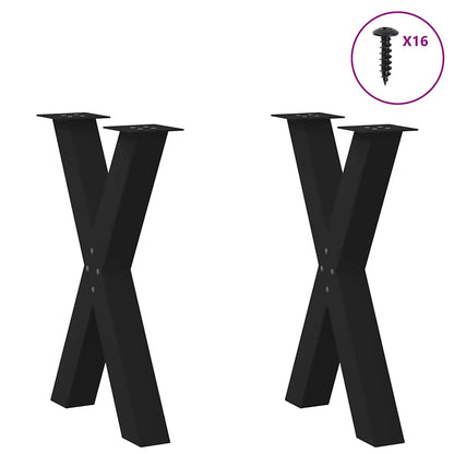 Dining Table Legs X-Shaped 2 pcs Black 50x(72-73) cm Steel