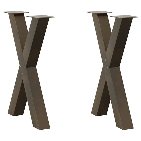 Dining Table Legs X-Shaped 2 pcs Natural Steel 60x(72-73) cm Steel