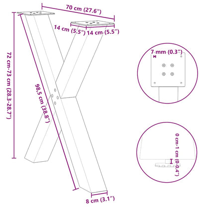 Dining Table Legs X-Shaped 2 pcs White 70x(72-73) cm Steel