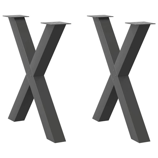 Dining Table Legs X-Shaped 2 pcs Anthracite 70x(72-73) cm Steel