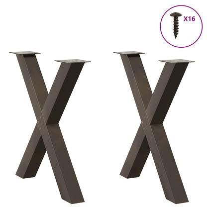Dining Table Legs X-Shaped 2 pcs Natural Steel 70x(72-73) cm Steel