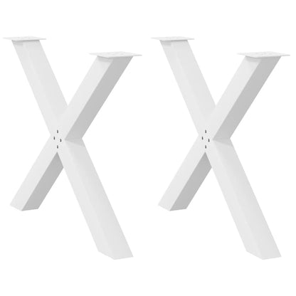 Dining Table Legs X-Shaped 2 pcs White 90x(72-73) cm Steel