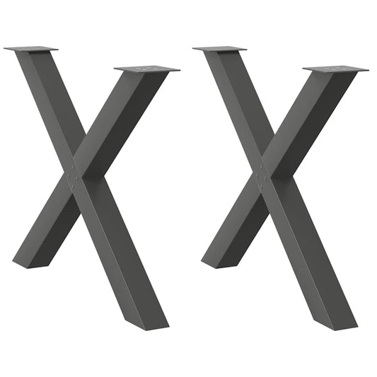 Dining Table Legs X-Shaped 2 pcs Anthracite 90x(72-73) cm Steel