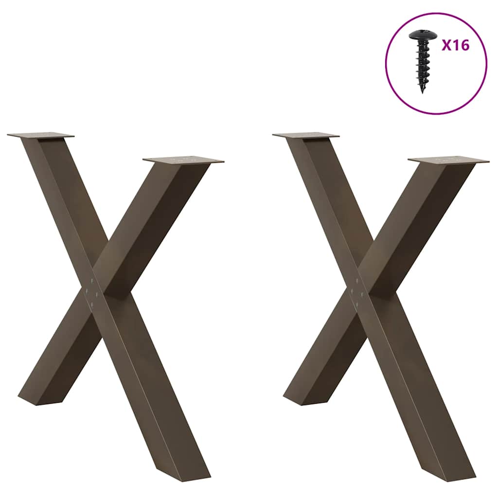 Dining Table Legs X-Shaped 2 pcs Natural Steel 90x(72-73) cm Steel