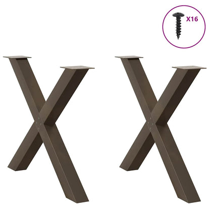Dining Table Legs X-Shaped 2 pcs Natural Steel 90x(72-73) cm Steel