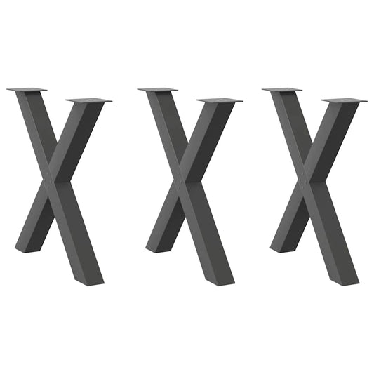 Dining Table Legs X-Shaped 3 pcs Anthracite 70x(72-73) cm Steel