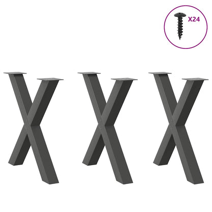 Dining Table Legs X-Shaped 3 pcs Anthracite 70x(72-73) cm Steel