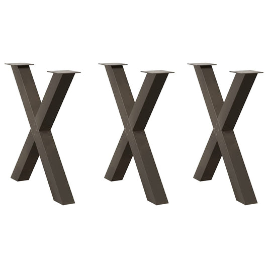 Dining Table Legs X-Shaped 3 pcs Natural Steel 70x(72-73) cm Steel