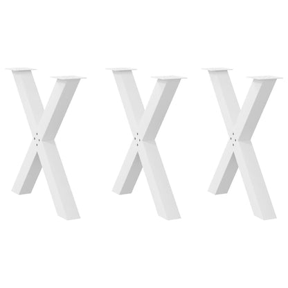 Dining Table Legs X-Shaped 3 pcs White 80x(72-73) cm Steel