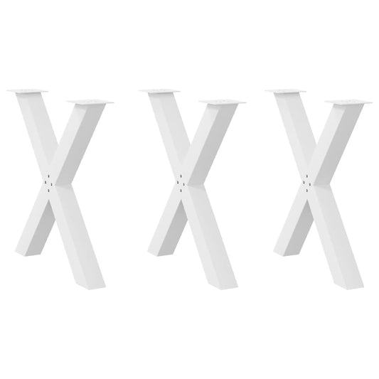 Dining Table Legs X-Shaped 3 pcs White 80x(72-73) cm Steel