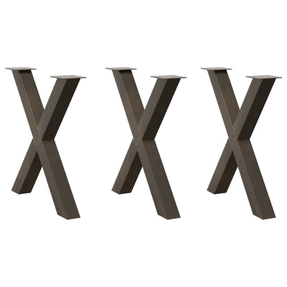 Dining Table Legs X-Shaped 3 pcs Natural Steel 80x(72-73) cm Steel