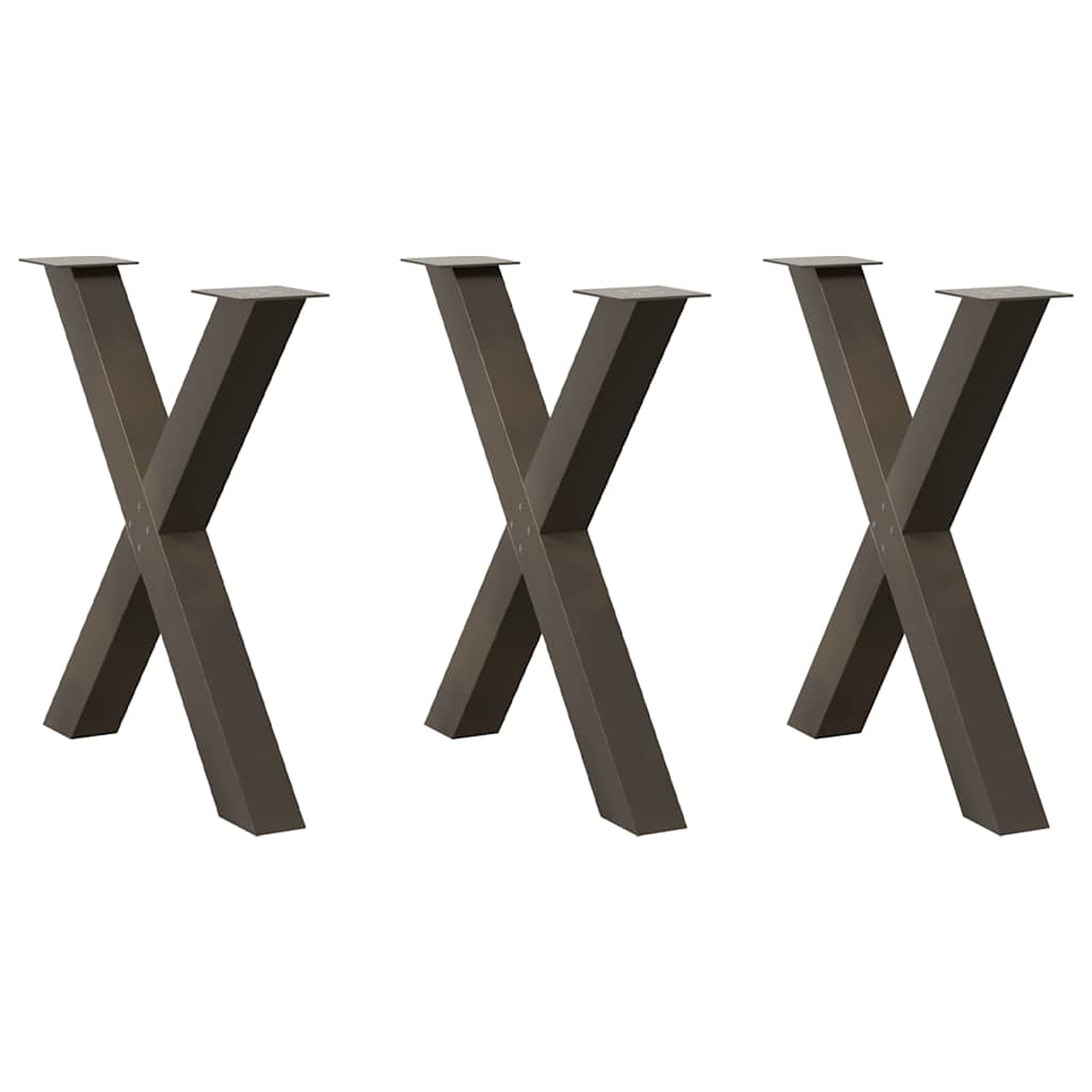 Dining Table Legs X-Shaped 3 pcs Natural Steel 80x(72-73) cm Steel