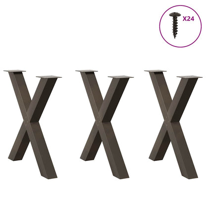 Dining Table Legs X-Shaped 3 pcs Natural Steel 80x(72-73) cm Steel