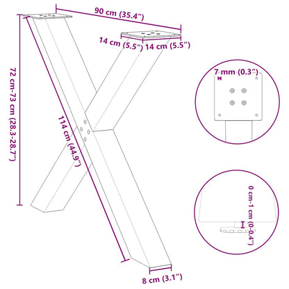 Dining Table Legs X-Shaped 3 pcs Black 90x(72-73) cm Steel