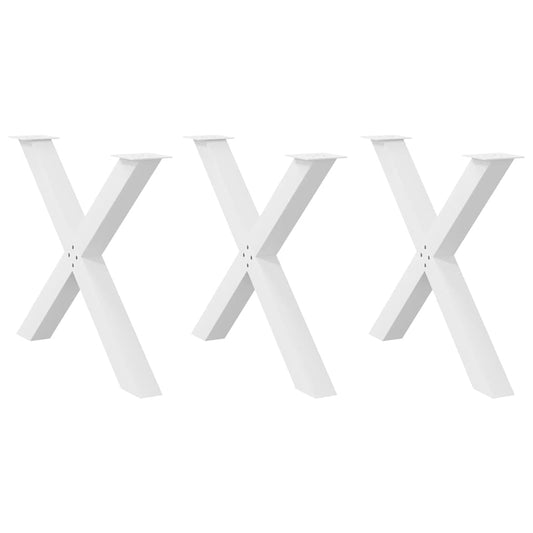 Dining Table Legs X-Shaped 3 pcs White 90x(72-73) cm Steel