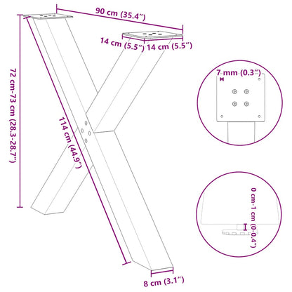 Dining Table Legs X-Shaped 3 pcs Natural Steel 90x(72-73) cm Steel