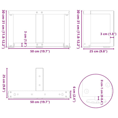 Coffee Table Legs T-Shaped 2 pcs Black 50x25x(30-31) cm Steel