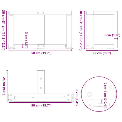 Coffee Table Legs T-Shaped 2 pcs Black 50x25x(30-31) cm Steel