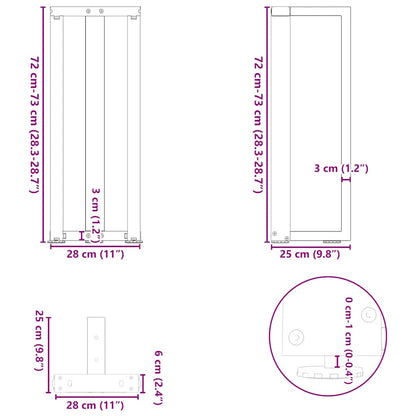 Console Table Legs T-Shaped 2 pcs White 25x28x(72-73) cm Steel