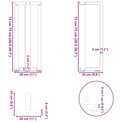 Console Table Legs T-Shaped 2 pcs White 25x28x(72-73) cm Steel