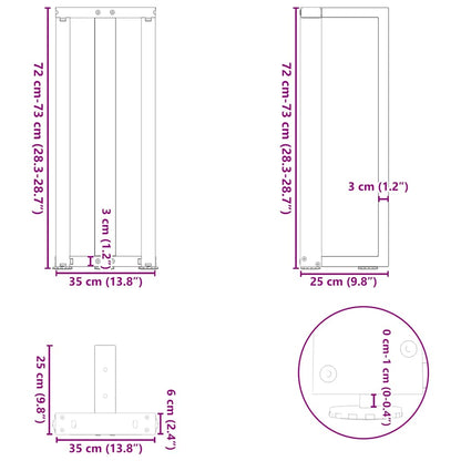 Console Table Legs T-Shaped 2 pcs White 38x25x(72-73) cm Steel