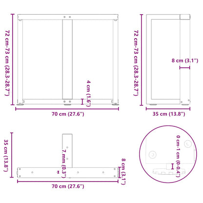 Dining Table Legs T-Shaped 2 pcs Anthracite 70x35x(72-73) cm Steel