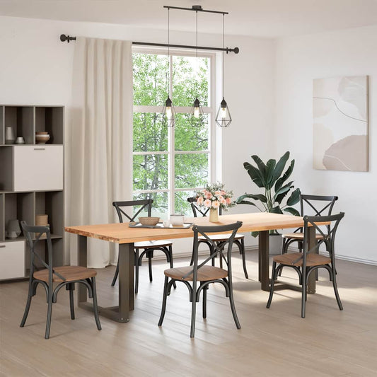 Dining Table Legs T-Shaped 2 pcs Black 80x35x(72-73) cm Steel