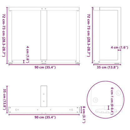 Dining Table Legs T-Shaped 2 pcs White 90x35x(72-73) cm Steel