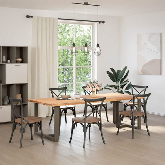 Dining Table Legs T-Shaped 2 pcs Black 100x35x(72-73) cm Steel