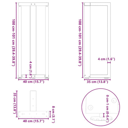 Bar Table Legs T-Shaped 2 pcs Natural Steel 40x35x(100-101) cm Steel
