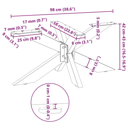 Coffee Table Leg Spider Shape Black 98x58x(42-43) cm Steel