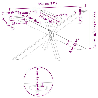 Dining Table Leg Spider Shape Black 150x78x(72-73) cm Steel