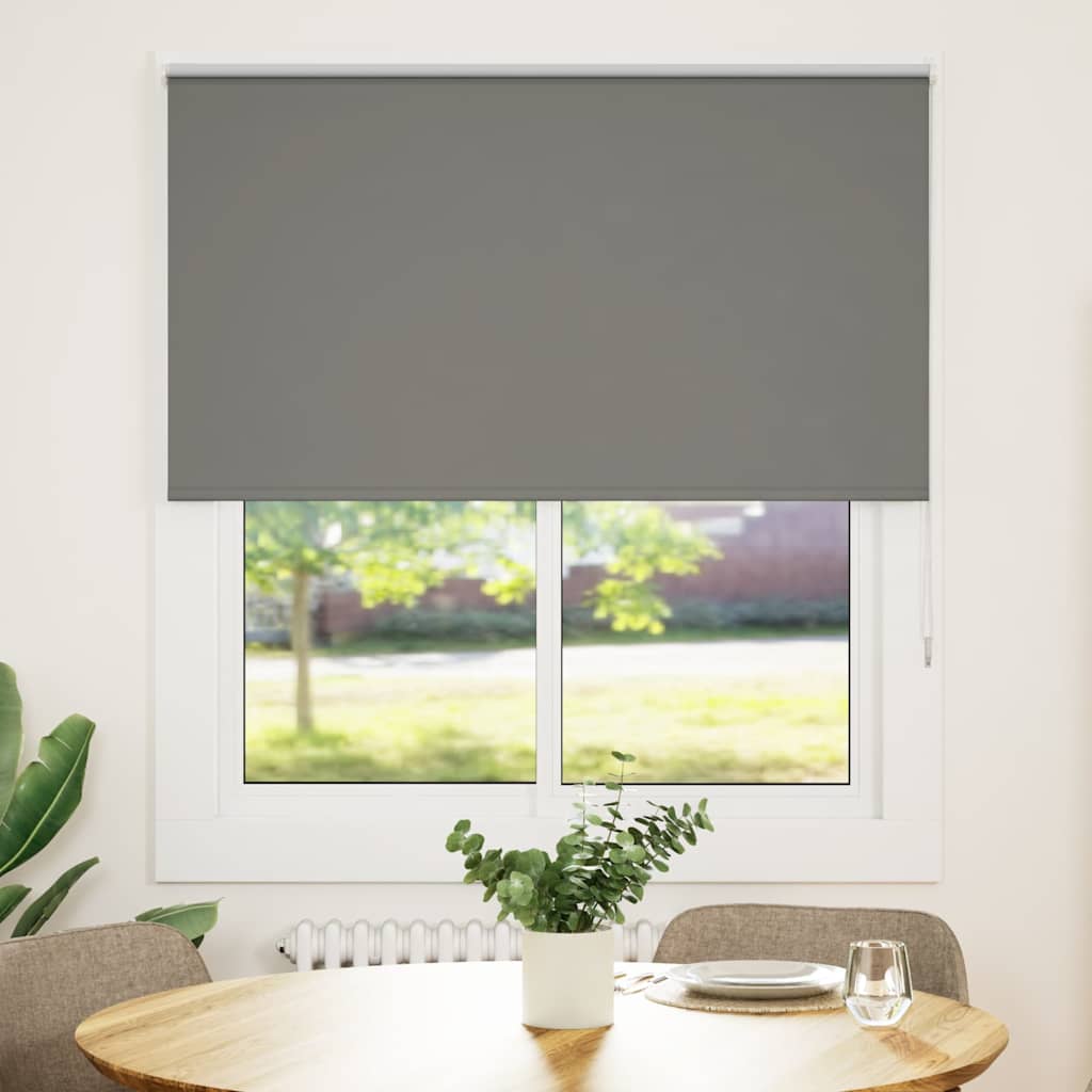 Roller Blind Blackout Grey 130x175 cm Fabric Width 126.6 cm Polyester