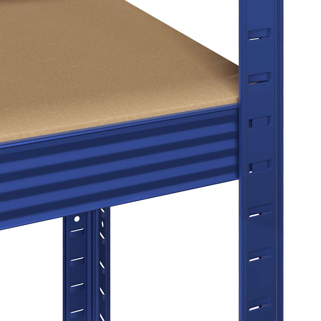 4-Layer Storage Shelves 3 pcs Blue Steel&Engineered Wood
