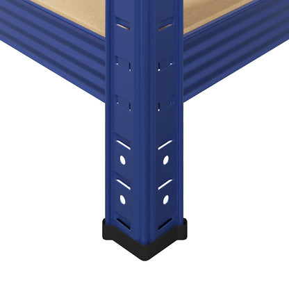 4-Layer Storage Shelves 3 pcs Blue Steel&Engineered Wood