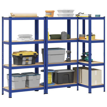 4-Layer Storage Shelves 3 pcs Blue Steel&Engineered Wood