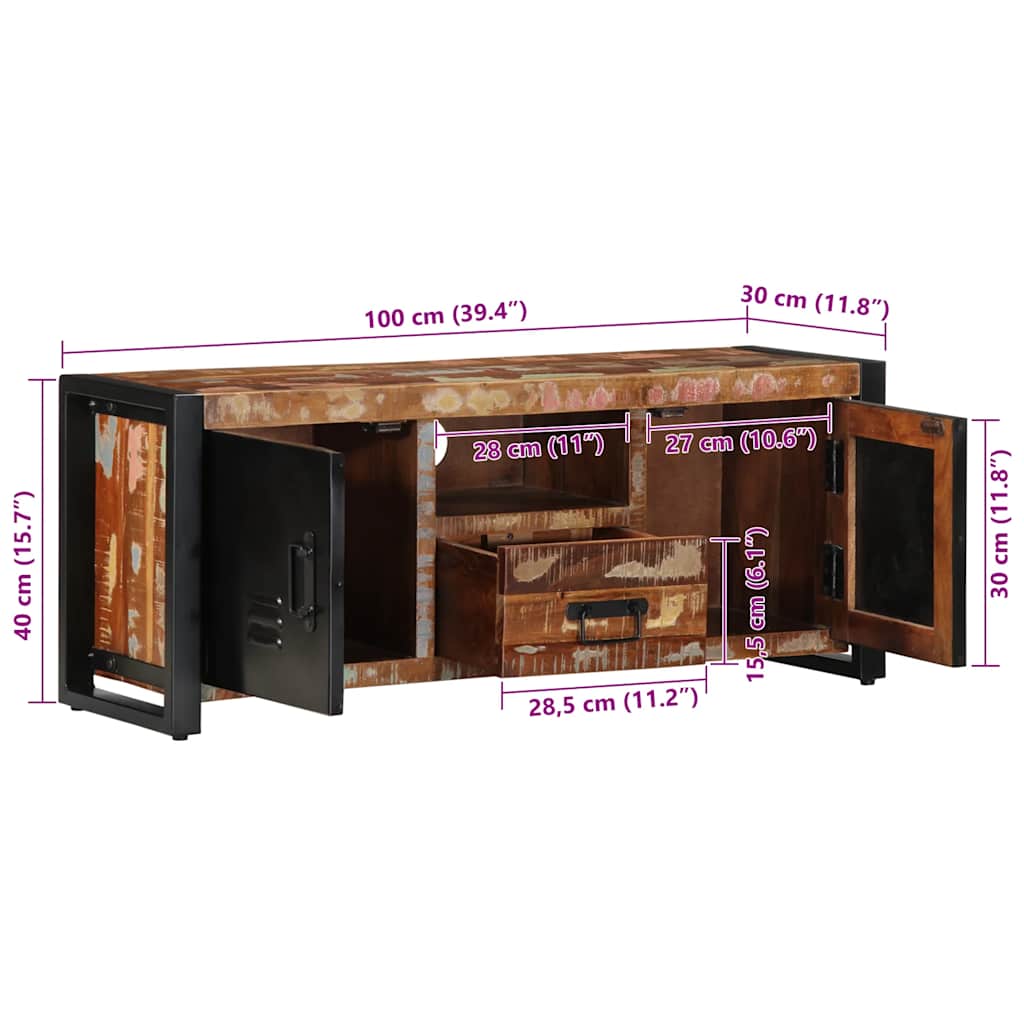 TV Cabinet 100x30x40 cm Solid Wood Reclaimed