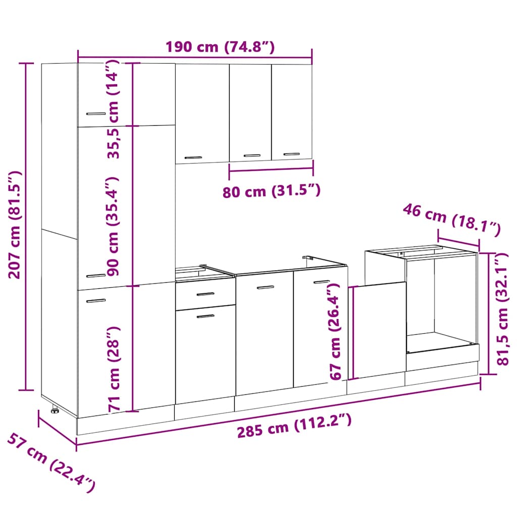 7 Piece Kitchen Cabinet Set Lyon  Sonoma Oak Engineered Wood