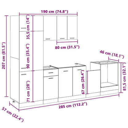 7 Piece Kitchen Cabinet Set Lyon  Sonoma Oak Engineered Wood