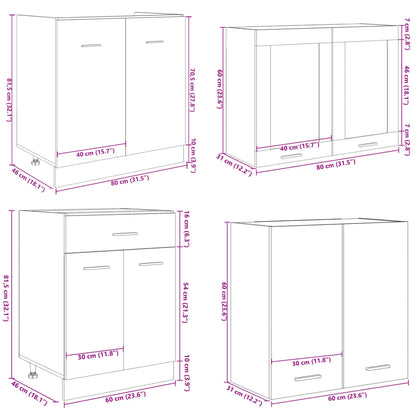 4 Piece Kitchen Cabinet Set Lyon Sonoma Oak Engineered Wood