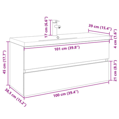 2 Piece Bathroom Furniture Set Ceramic and Engineered Wood