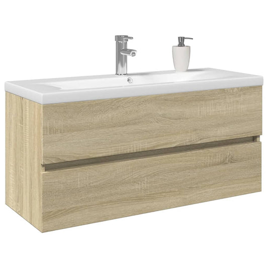 2 Piece Bathroom Furniture Set Ceramic and Engineered Wood