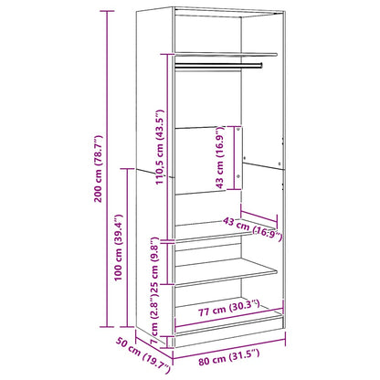 Wardrobe Artisian Oak 80x50x200 cm Engineered Wood