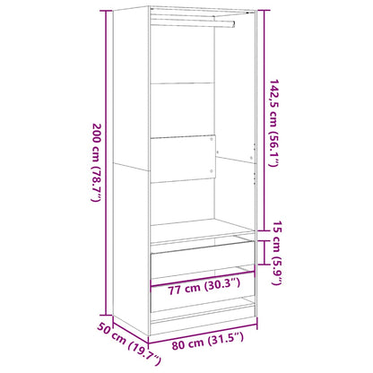 Wardrobe Concrete Grey 80x50x200 cm Engineered Wood
