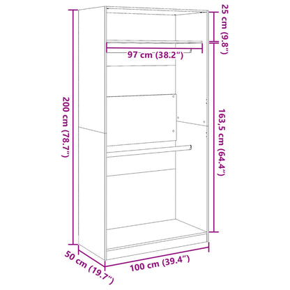 Wardrobe Grey Sonoma 100x50x200 cm Engineered Wood