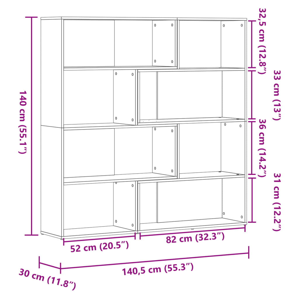 Corner Bookcase 4-Tier Artisian Oak 85x85x140 cm Engineered Wood