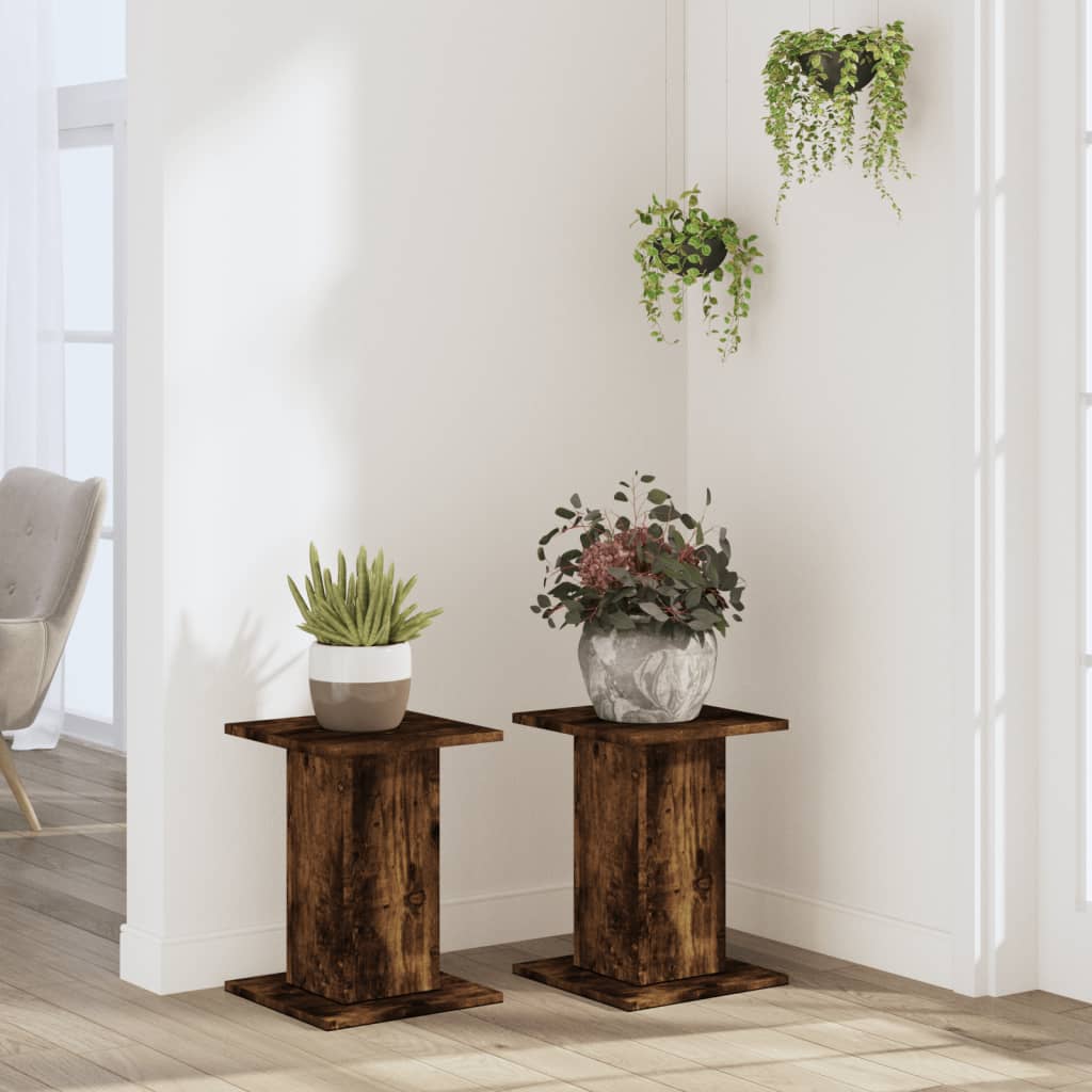 Plant Stands 2 pcs Smoked Oak 30x30x40 cm Engineered Wood